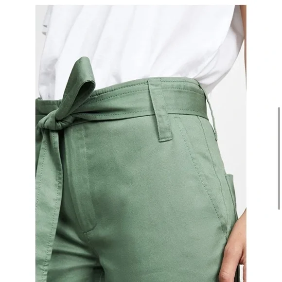 Tibi Green Slouch Tie Waist Cargo Pants